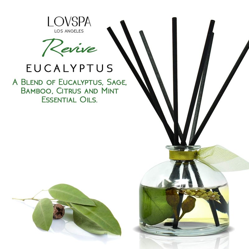 LOVSPA Eucalyptus Reed Diffuser Set for Home, Revive Fresh Eucalyptus, Sage, Citrus & Mint Scent Diffuser with Sticks for Bathroom Shelf Decor Accessories, Top Aromatherapy Gift for Women - Image 3